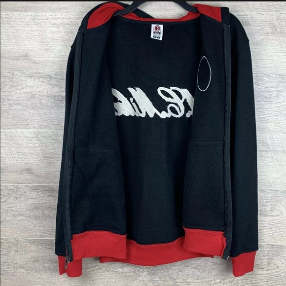 AC Milan ACM Official Product Soccer Zip Up Sweater Black Red Mens Size Small - Picture 4 of 8